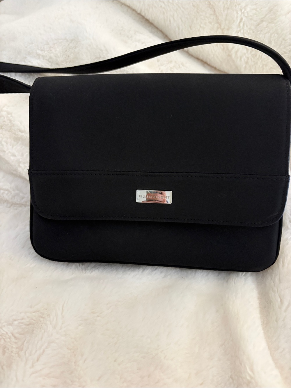 Hillard & Hanson Black Crossbody with Gold Plaque